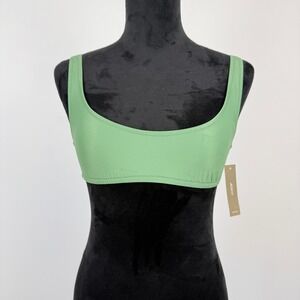 J. Crew Heritage Scoop Neck Bikini Top Size Small Green Adjustable Back Closure